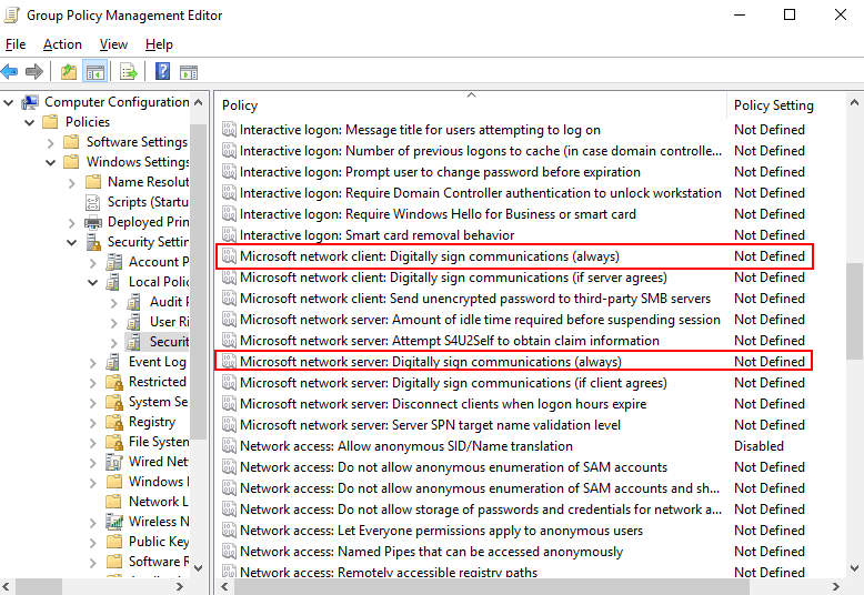 Enabling SMB Signing via Group Policy